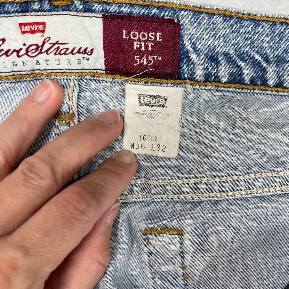 Levi's Strauss Signature 545 Loose Fit Jeans Men's Blue Denim Distressed - 35X31